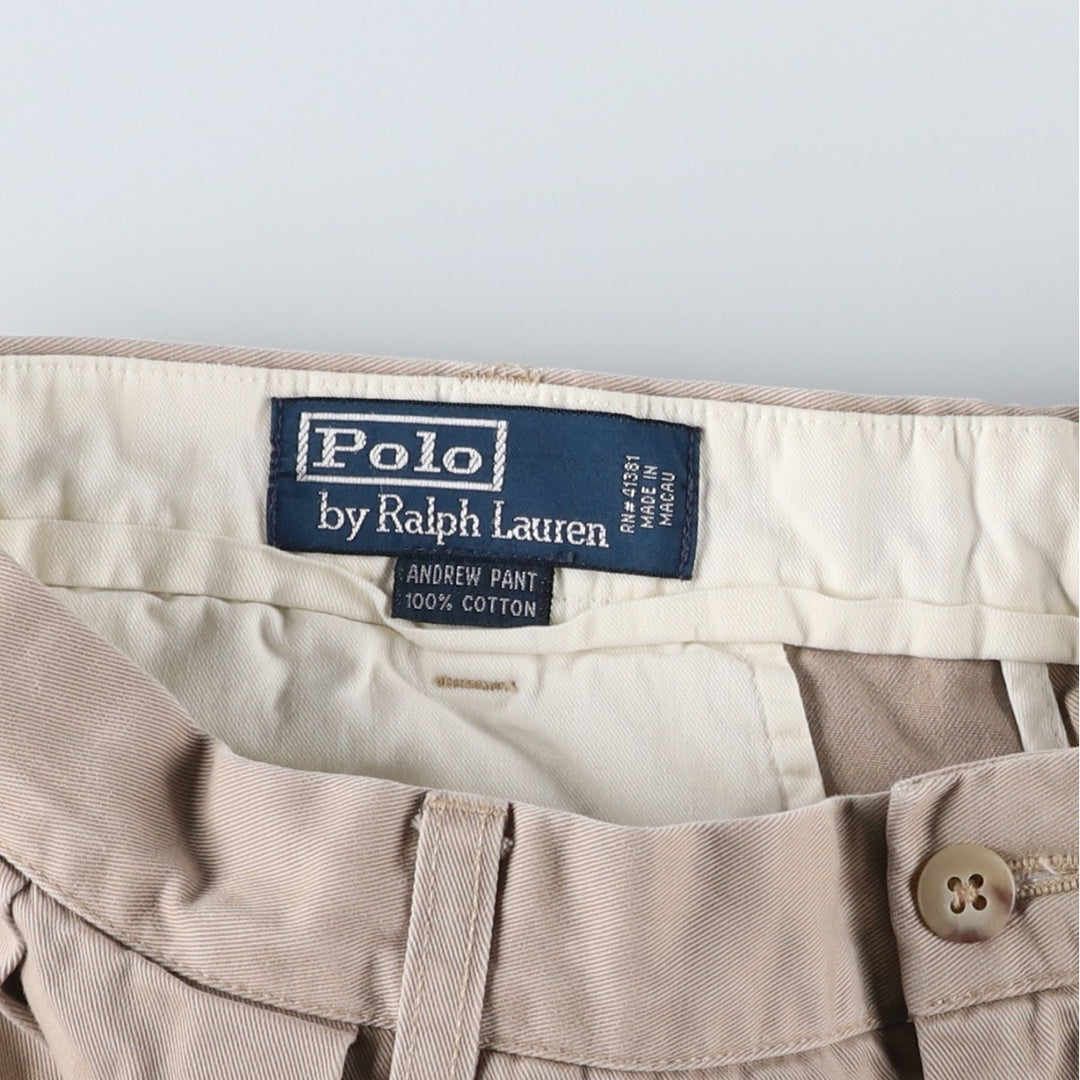 Ralph Lauren POLO by Ralph Lauren ANDREW PANT Two-pleat chino pants for men, equivalent to W34 cotton Beige type Vintage Second Hand