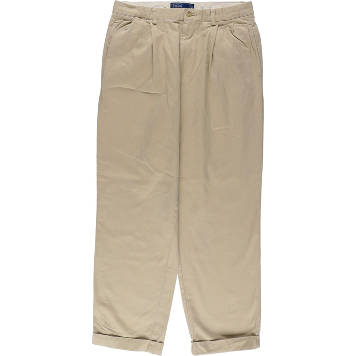 Ralph Lauren POLO by Ralph Lauren HAMMOND PANT, two-pleat chino pants, men's, W33 equivalent cotton Beige type Vintage Second Hand