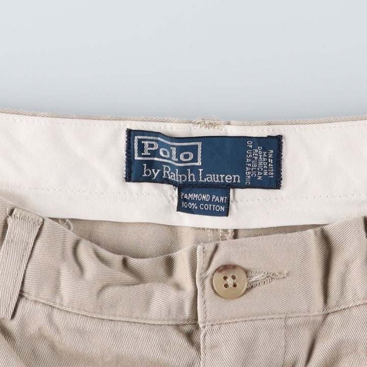 Ralph Lauren POLO by Ralph Lauren HAMMOND PANT, two-pleat chino pants, men's, W33 equivalent cotton Beige type Vintage Second Hand