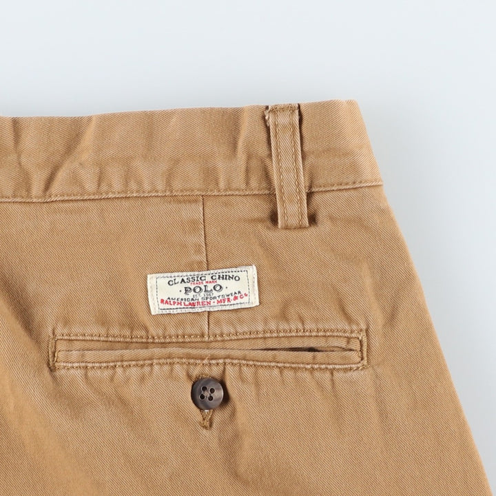 Ralph Lauren POLO by Ralph Lauren HAMMOND PANT, two-pleat chino pants, men's, W32 equivalent cotton brown type Vintage Second Hand