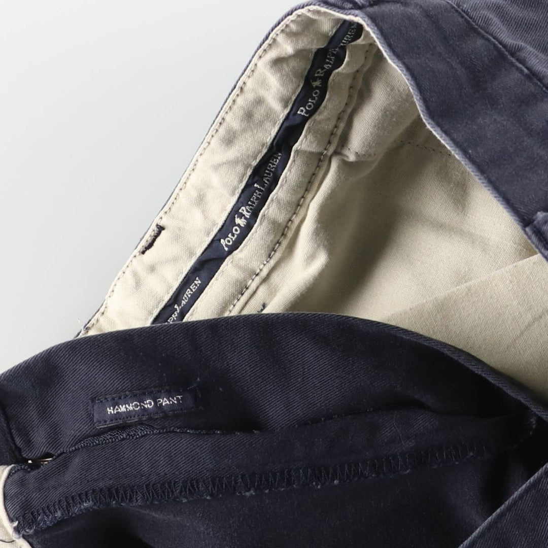 Ralph Lauren POLO RALPH LAUREN HAMMOND PANT, two-pleat chino pants, men's size W31. cotton navy blue type Vintage Second Hand