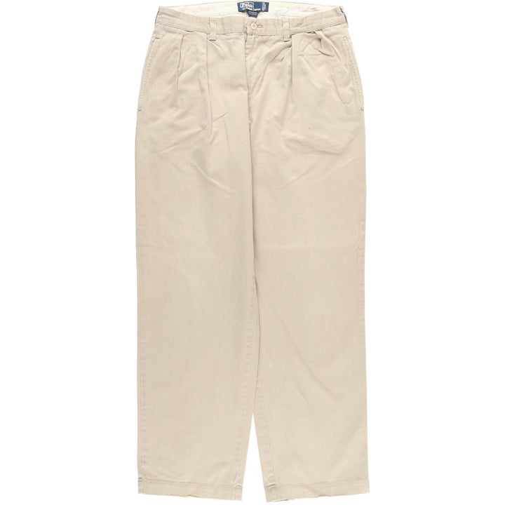 Ralph Lauren POLO by Ralph Lauren ANDREW PANT Two-pleat chino pants for men, equivalent to W33 cotton Beige type Vintage Second Hand
