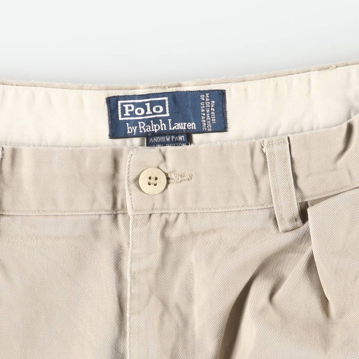 Ralph Lauren POLO by Ralph Lauren ANDREW PANT Two-pleat chino pants for men, equivalent to W33 cotton Beige type Vintage Second Hand