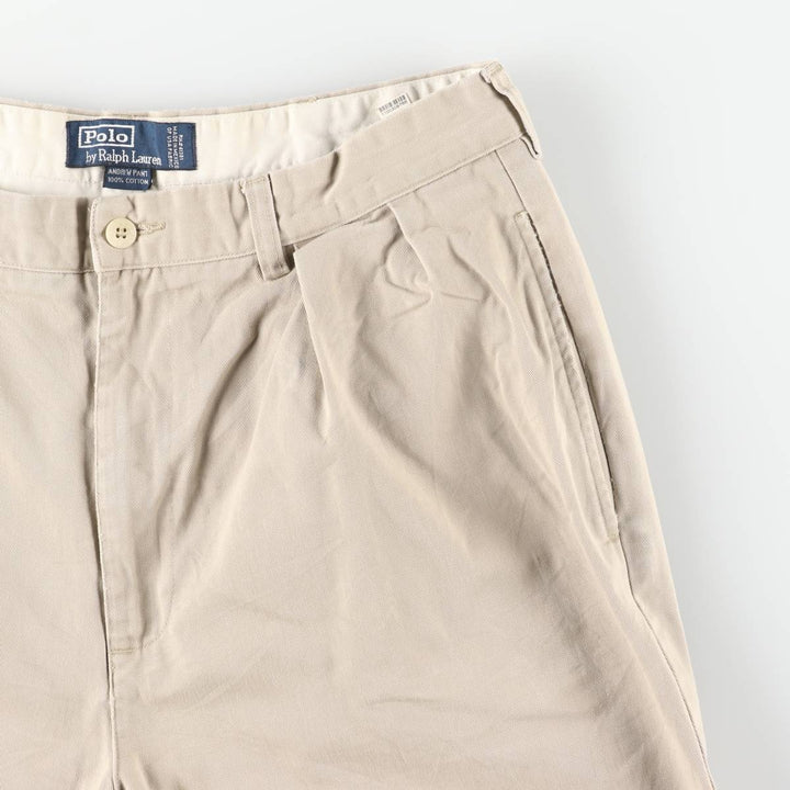Ralph Lauren POLO by Ralph Lauren ANDREW PANT Two-pleat chino pants for men, equivalent to W33 cotton Beige type Vintage Second Hand