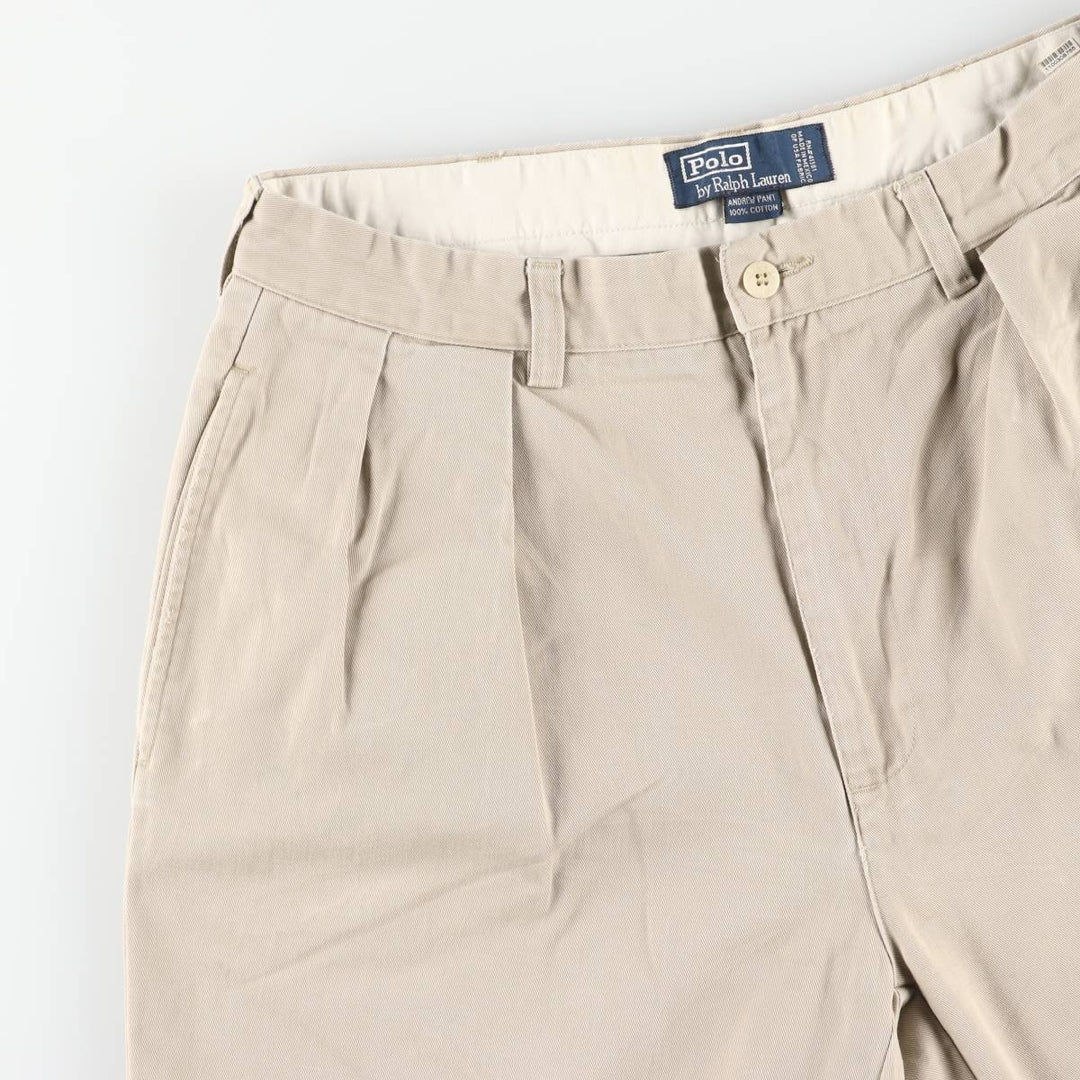 Ralph Lauren POLO by Ralph Lauren ANDREW PANT Two-pleat chino pants for men, equivalent to W33 cotton Beige type Vintage Second Hand