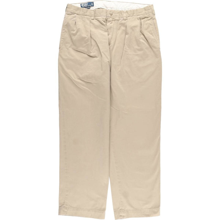 Ralph Lauren POLO by Ralph Lauren ANDREW PANT, two-pleat chino pants, men's, W35 equivalent cotton Beige type Vintage Second Hand