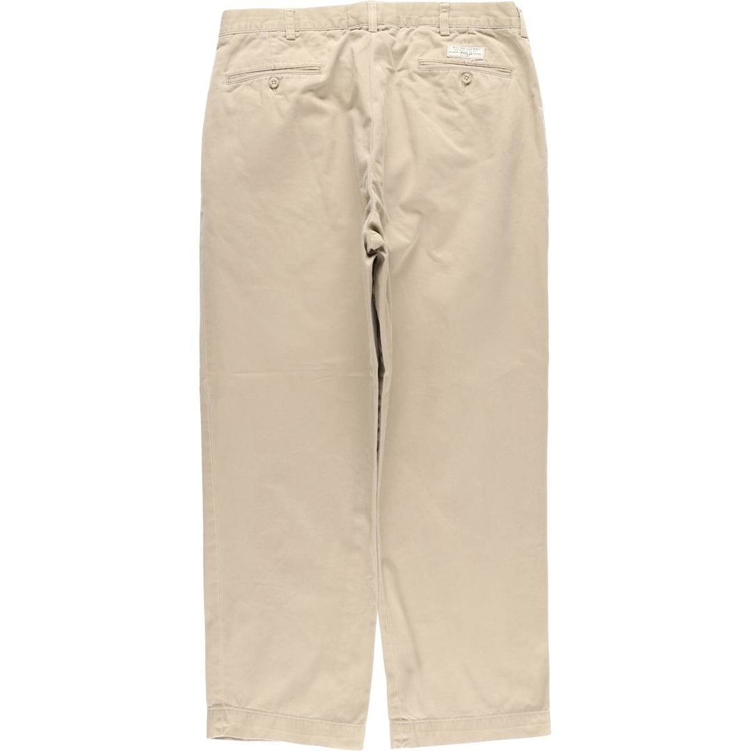 Ralph Lauren POLO by Ralph Lauren ANDREW PANT, two-pleat chino pants, men's, W35 equivalent cotton Beige type Vintage Second Hand