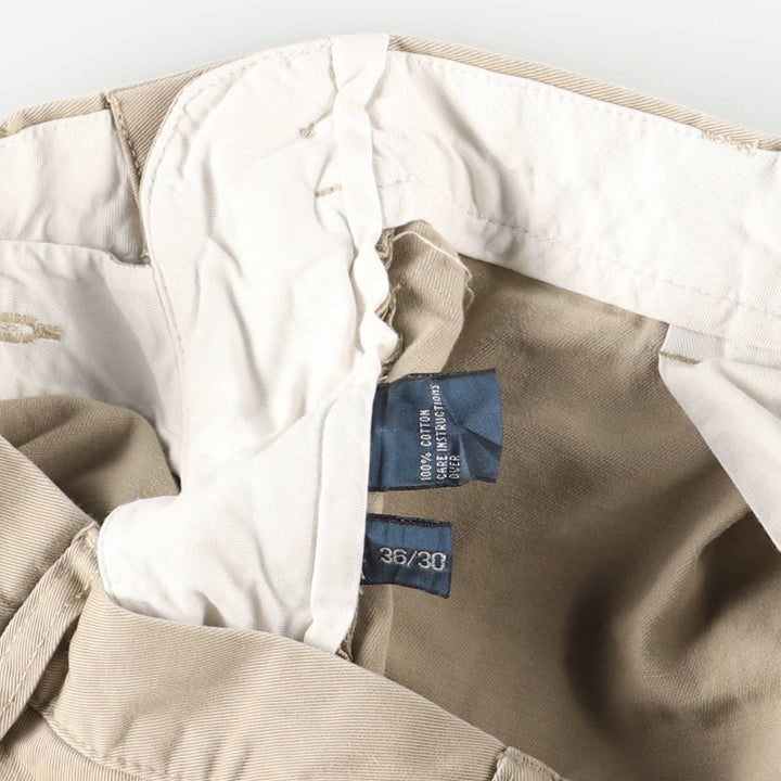 Ralph Lauren POLO by Ralph Lauren ANDREW PANT, two-pleat chino pants, men's, W35 equivalent cotton Beige type Vintage Second Hand