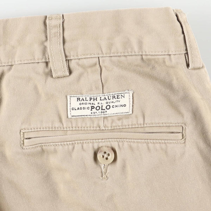 Ralph Lauren POLO by Ralph Lauren ANDREW PANT, two-pleat chino pants, men's, W35 equivalent cotton Beige type Vintage Second Hand