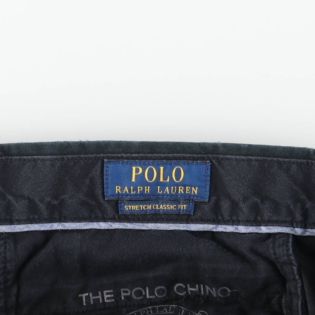 Ralph Lauren POLO RALPH LAUREN STRETCH CLASSIC FIT CHINO PANTS, MEN'S, W34 cotton black type Vintage Second Hand