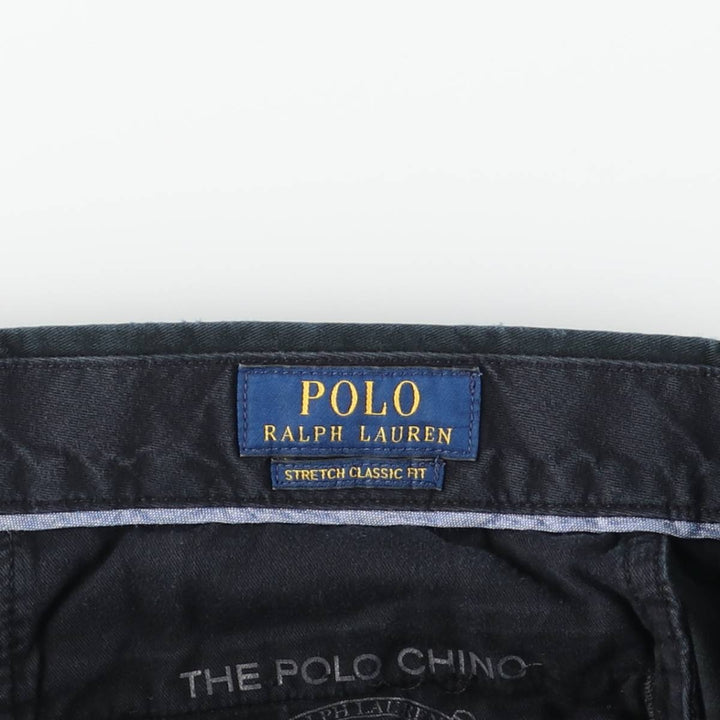 Ralph Lauren POLO RALPH LAUREN STRETCH CLASSIC FIT CHINO PANTS, MEN'S, W34 cotton black type Vintage Second Hand