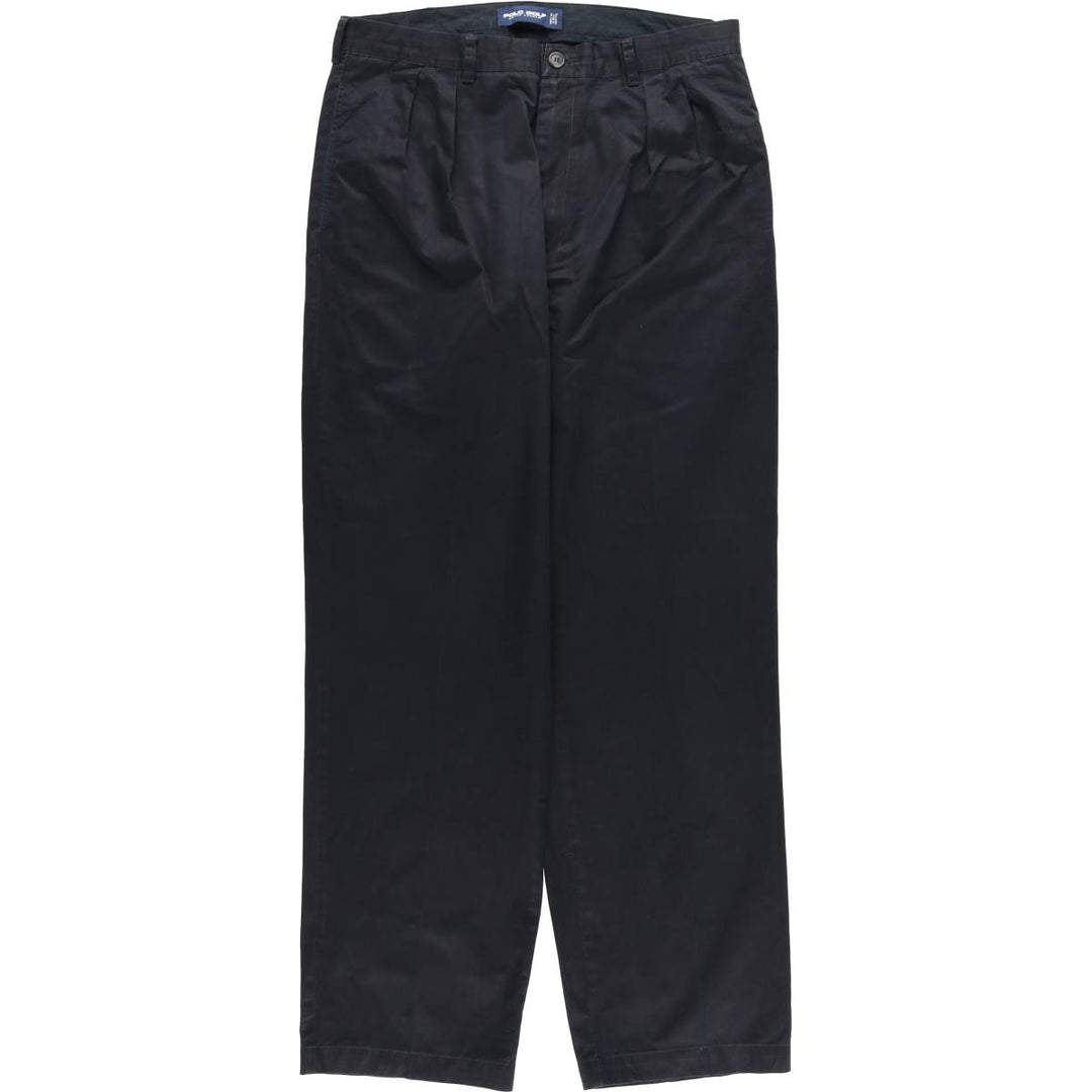 Ralph Lauren POLO GOLF two-pleat chino pants, men's size W35 unclear black type Vintage Second Hand