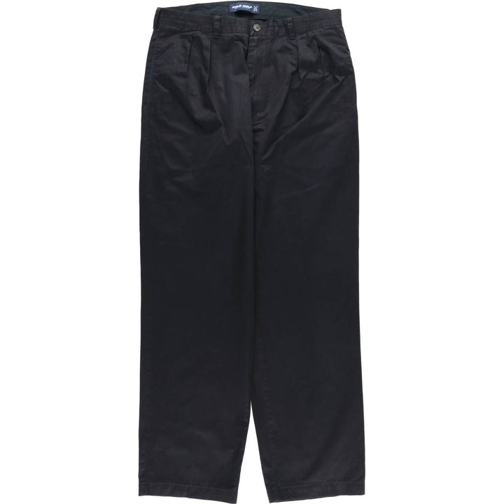 Ralph Lauren POLO GOLF two-pleat chino pants, men's size W35 unclear black type Vintage Second Hand