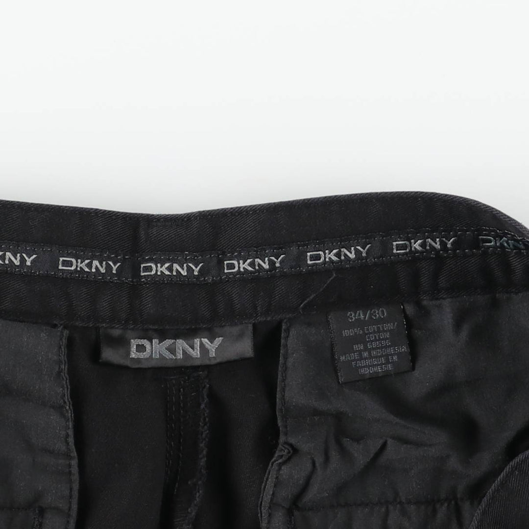 DKNY logo patch two-pleat chino pants, men's size W33 cotton black type Vintage Second Hand