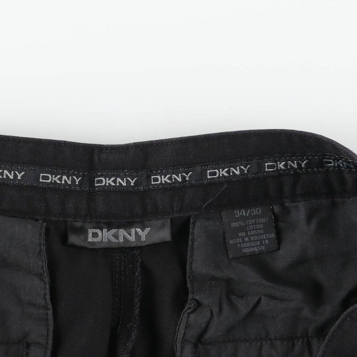 DKNY logo patch two-pleat chino pants, men's size W33 cotton black type Vintage Second Hand