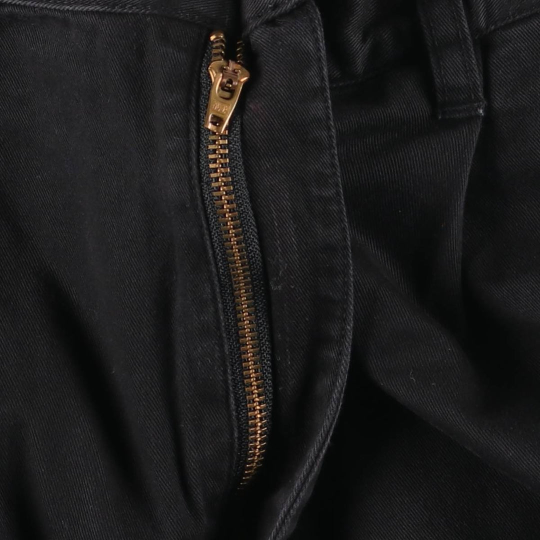 DKNY logo patch two-pleat chino pants, men's size W33 cotton black type Vintage Second Hand