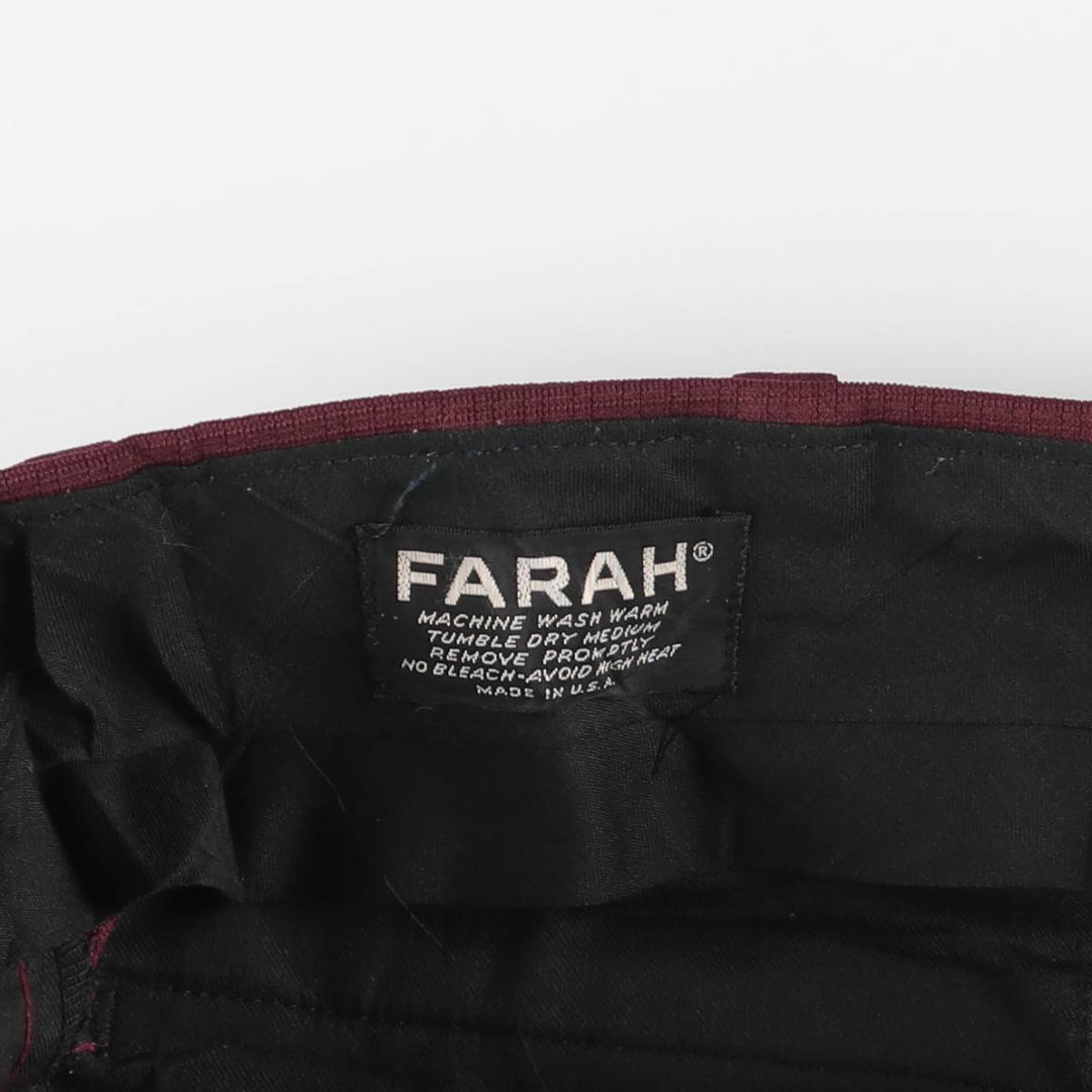 Vintage 1970'S Farah flare pants, made in the USA, men's size 35. polyester bordeaux Vintage Second Hand