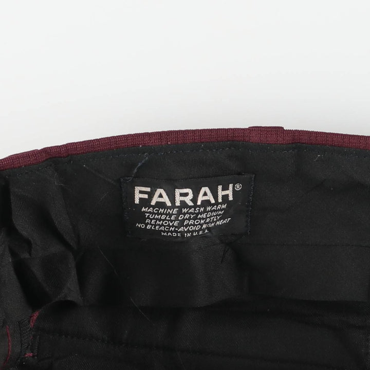 Vintage 1970'S Farah flare pants, made in the USA, men's size 35. polyester bordeaux Vintage Second Hand
