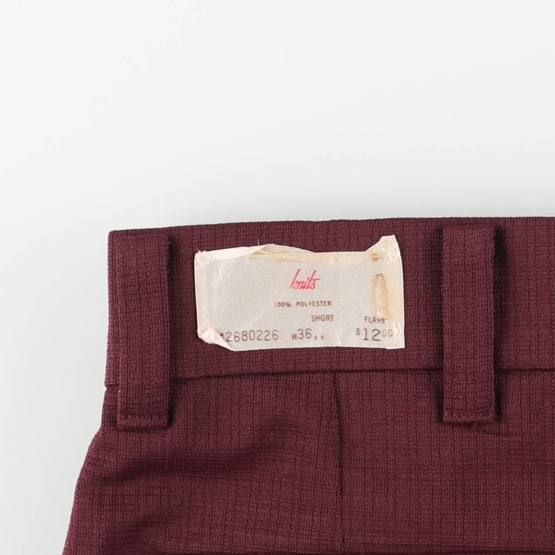 Vintage 1970'S Farah flare pants, made in the USA, men's size 35. polyester bordeaux Vintage Second Hand