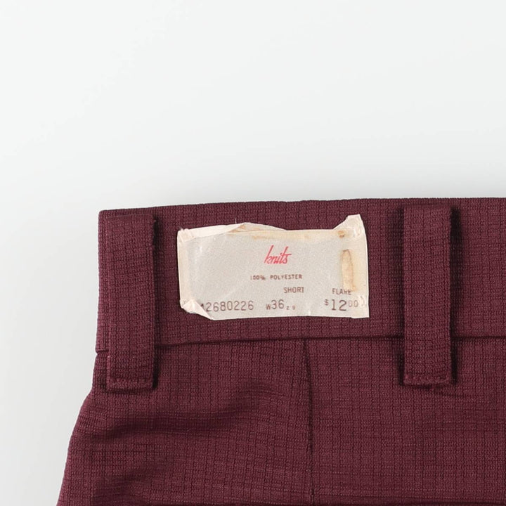 Vintage 1970'S Farah flare pants, made in the USA, men's size 35. polyester bordeaux Vintage Second Hand