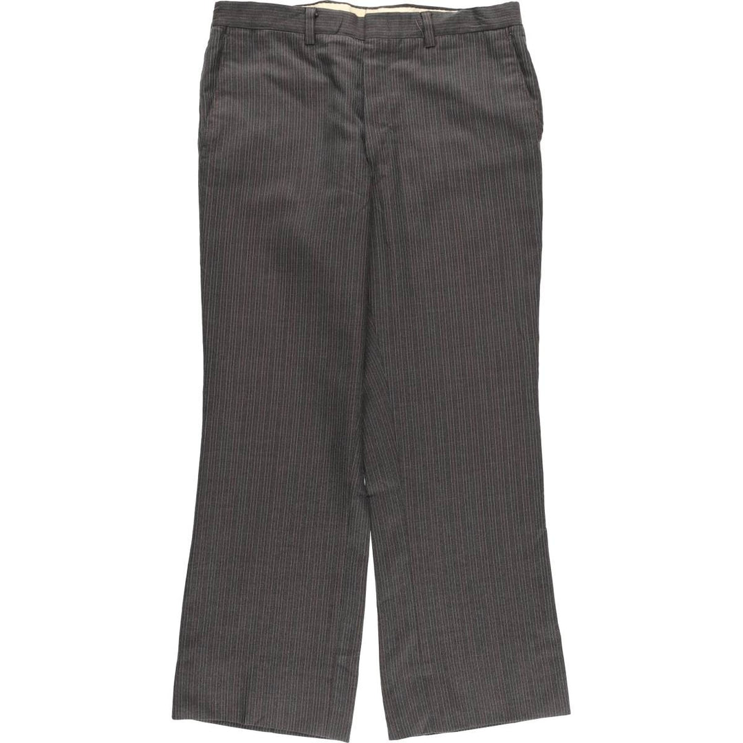 Vintage 70'S striped slacks, men's size W33 unclear gray type Vintage Second Hand