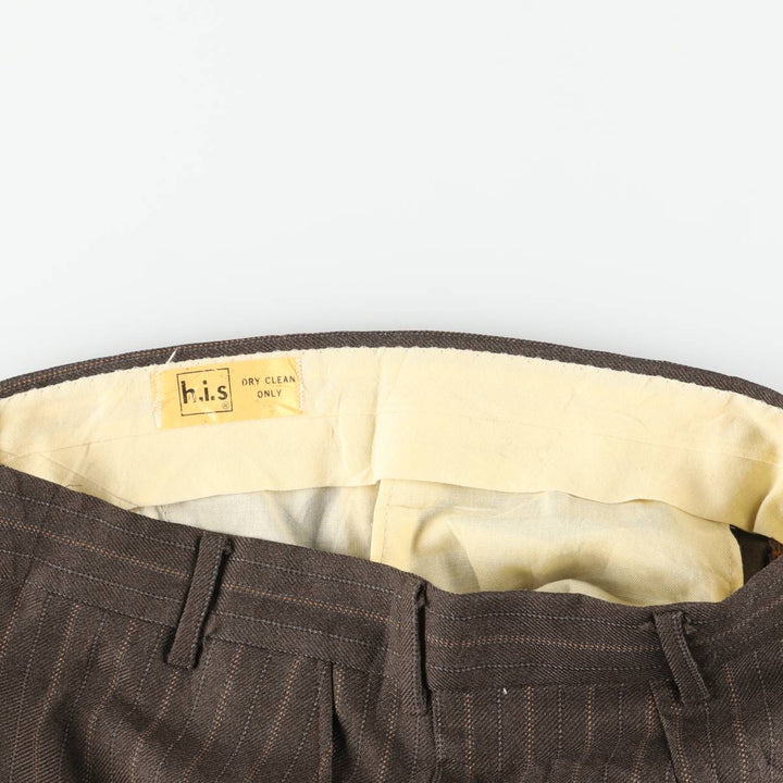 Vintage 70s-80'S his Stripe Pattern Multi-Striped Flare Pants, Men's Size W33 unclear brown type Vintage Second Hand