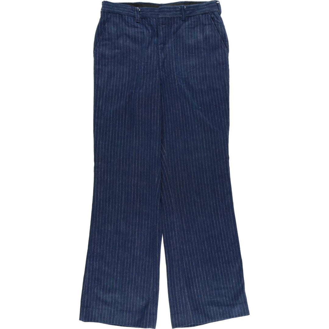 Vintage 1980'S striped flare pants, men's size W32 unclear navy blue type Vintage Second Hand