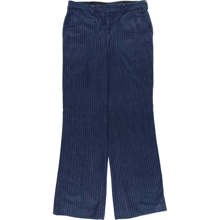 Vintage 1980'S striped flare pants, men's size W32 unclear navy blue type Vintage Second Hand