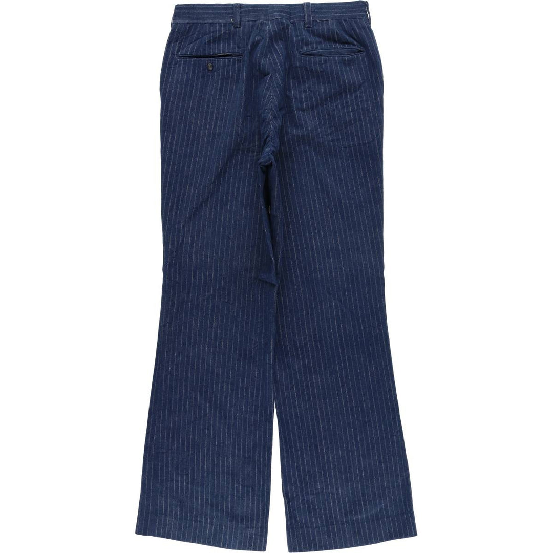 Vintage 1980'S striped flare pants, men's size W32 unclear navy blue type Vintage Second Hand