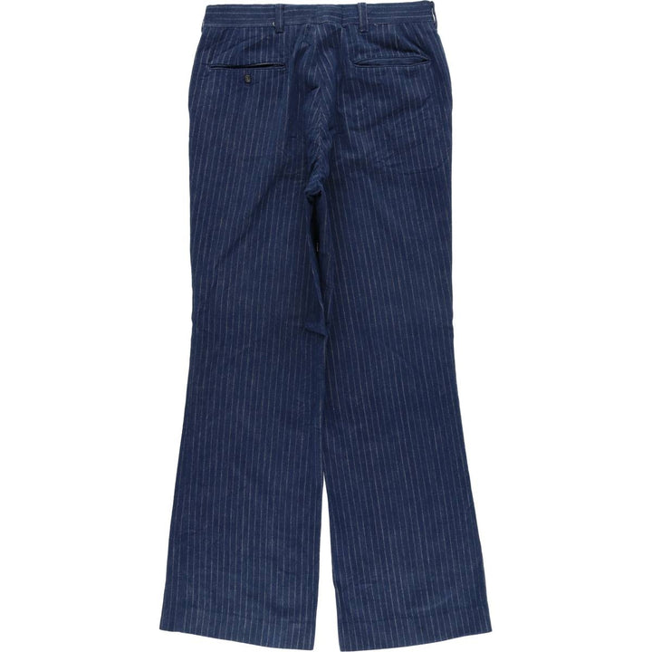 Vintage 1980'S striped flare pants, men's size W32 unclear navy blue type Vintage Second Hand