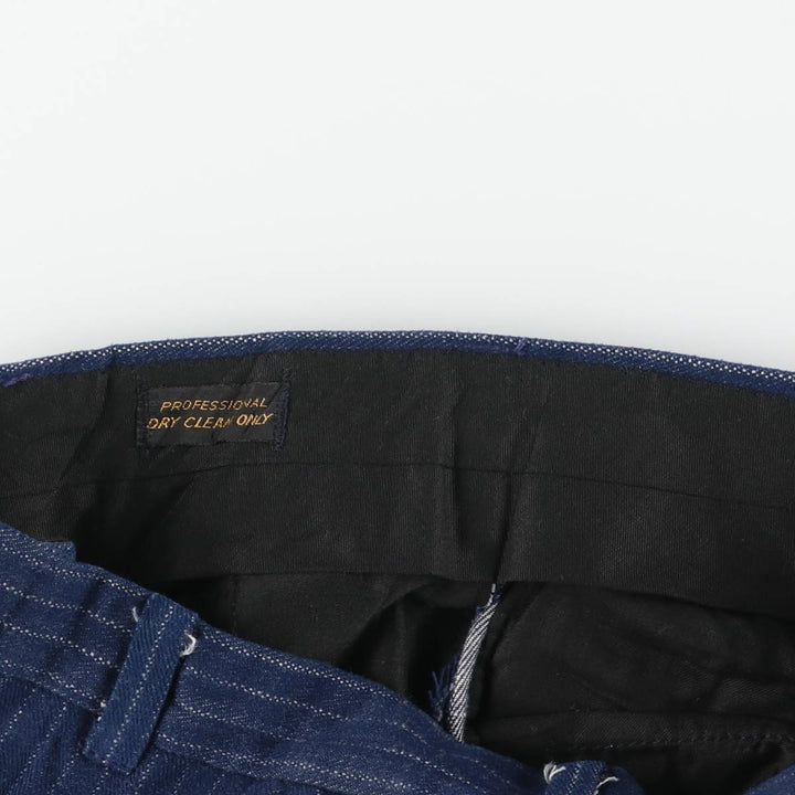 Vintage 1980'S striped flare pants, men's size W32 unclear navy blue type Vintage Second Hand