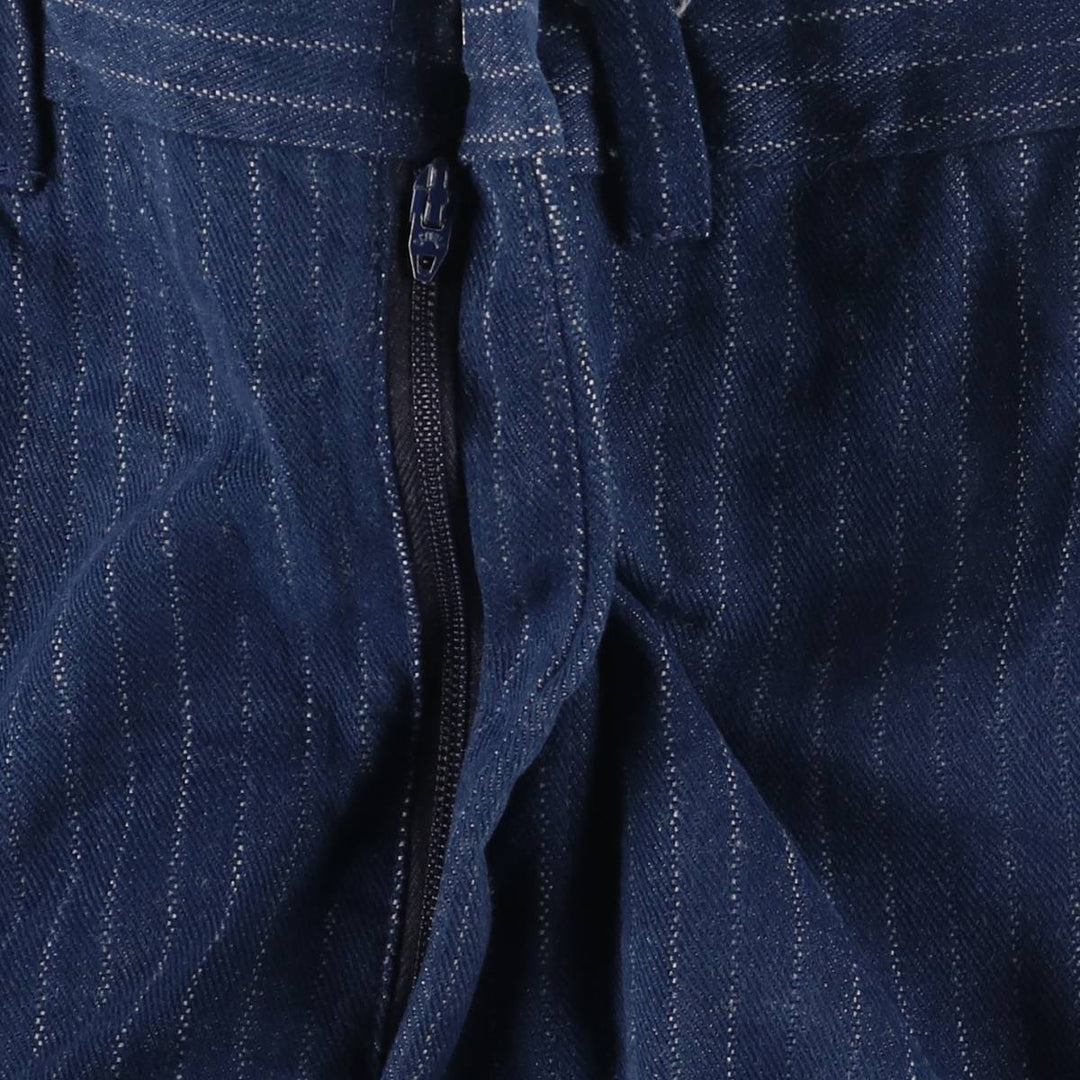 Vintage 1980'S striped flare pants, men's size W32 unclear navy blue type Vintage Second Hand