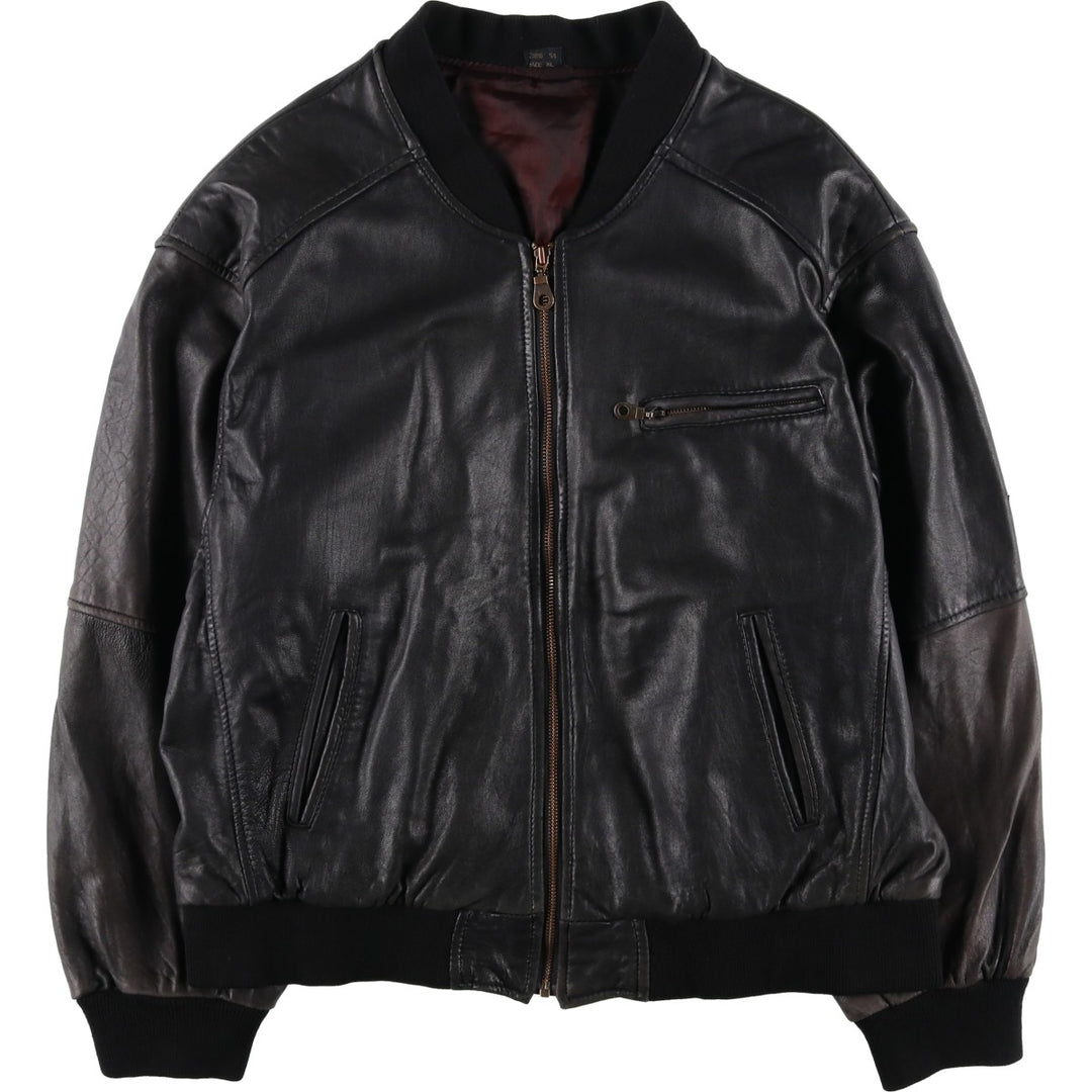 BEST Leather Blouson Men's XL unclear black type Vintage Second Hand