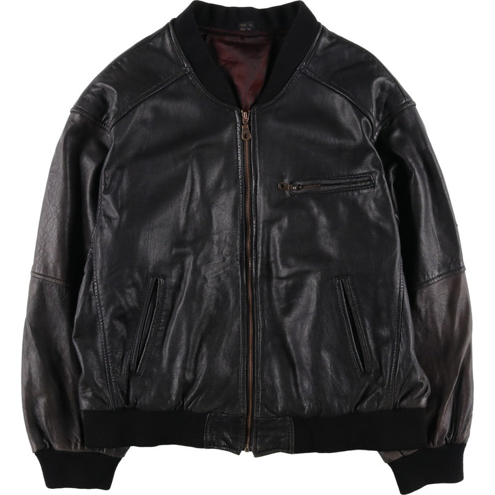 BEST Leather Blouson Men's XL unclear black type Vintage Second Hand