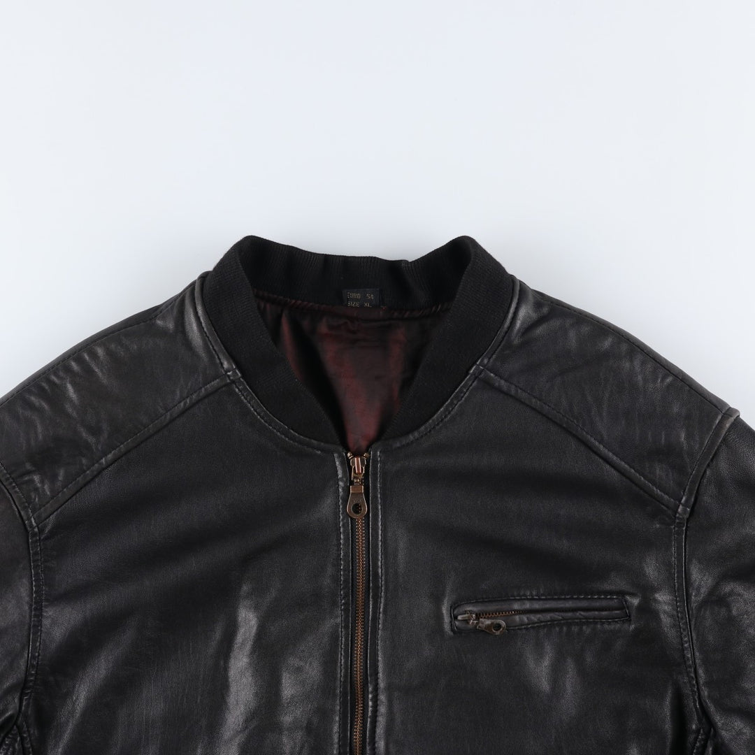 BEST Leather Blouson Men's XL unclear black type Vintage Second Hand