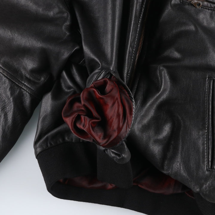 BEST Leather Blouson Men's XL unclear black type Vintage Second Hand