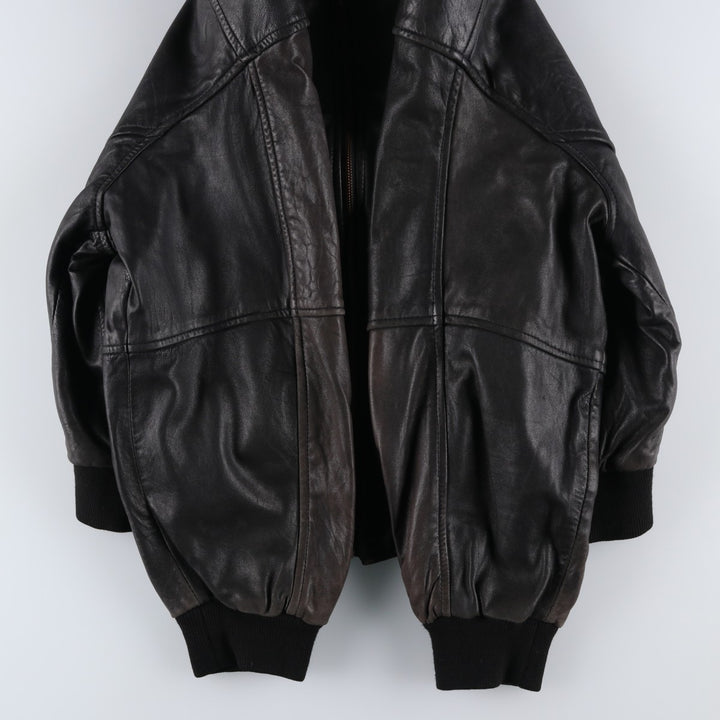 BEST Leather Blouson Men's XL unclear black type Vintage Second Hand