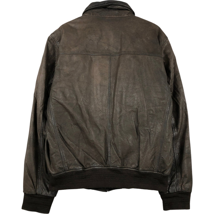 Beaver's Swing Top Leather Blouson, Men's Size L genuine leather brown type Vintage Second Hand