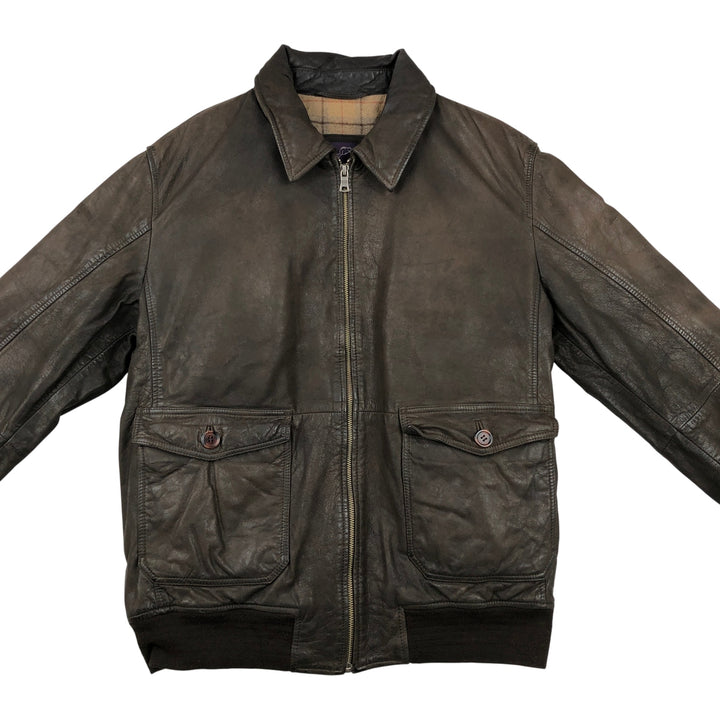 Beaver's Swing Top Leather Blouson, Men's Size L genuine leather brown type Vintage Second Hand