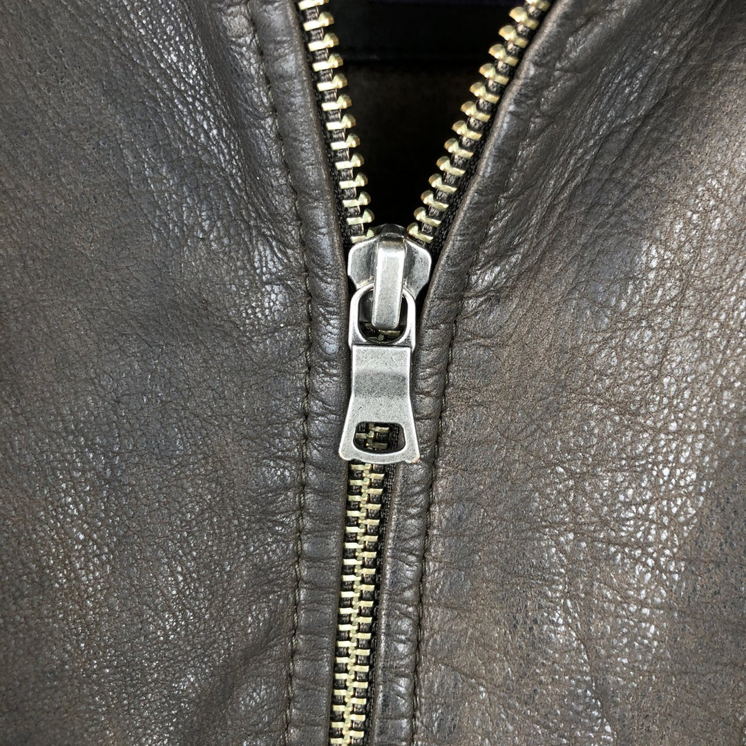 Beaver's Swing Top Leather Blouson, Men's Size L genuine leather brown type Vintage Second Hand