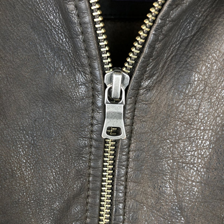 Beaver's Swing Top Leather Blouson, Men's Size L genuine leather brown type Vintage Second Hand