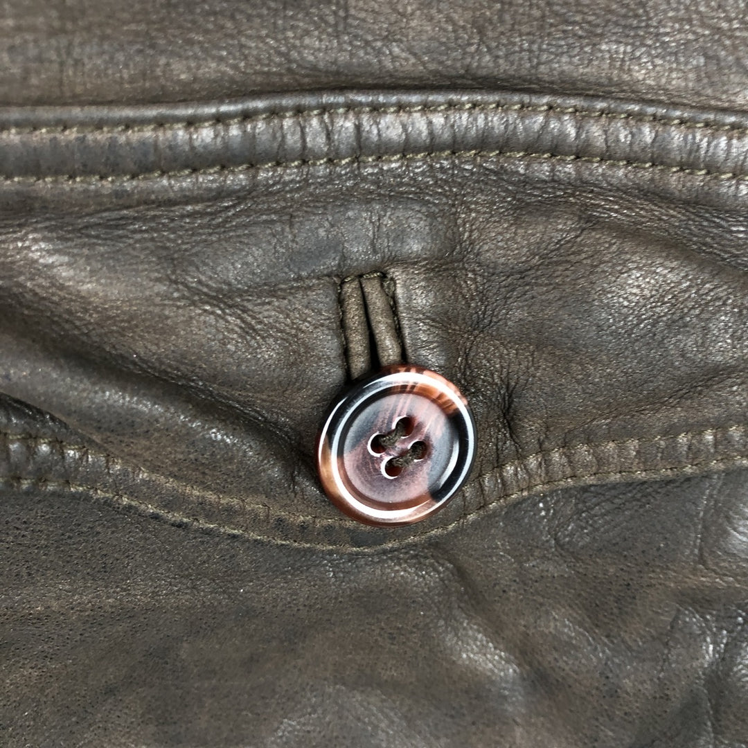 Beaver's Swing Top Leather Blouson, Men's Size L genuine leather brown type Vintage Second Hand