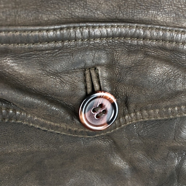 Beaver's Swing Top Leather Blouson, Men's Size L genuine leather brown type Vintage Second Hand