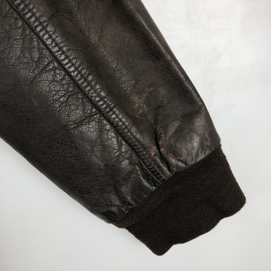 Beaver's Swing Top Leather Blouson, Men's Size L genuine leather brown type Vintage Second Hand