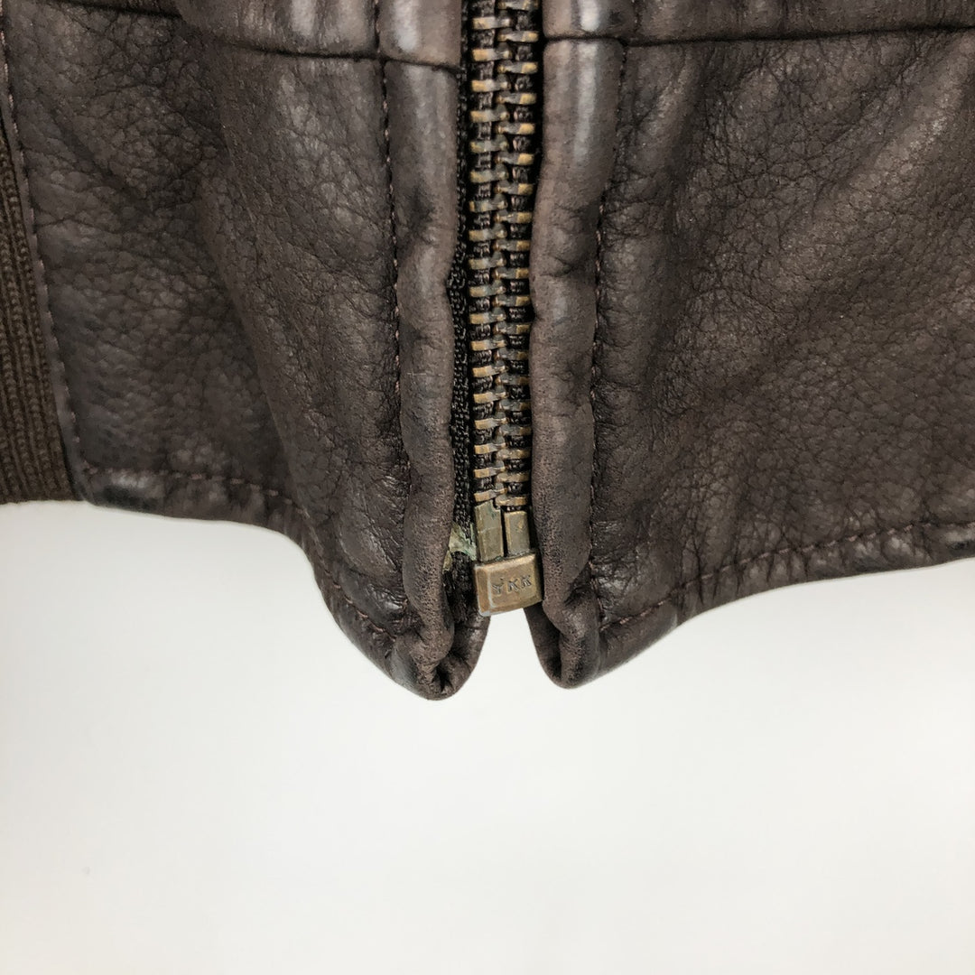 St. Michael MARKS AND SPENCER Leather Blouson, Men's Size M genuine leather brown type Vintage Second Hand