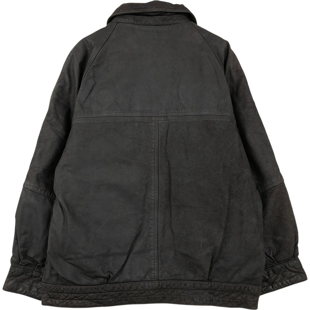 SKIPPER Padded Leather Firefighter Jacket, Men's Size L genuine leather brown type Vintage Second Hand
