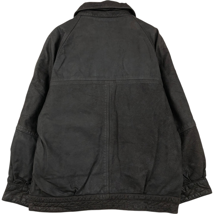 SKIPPER Padded Leather Firefighter Jacket, Men's Size L genuine leather brown type Vintage Second Hand