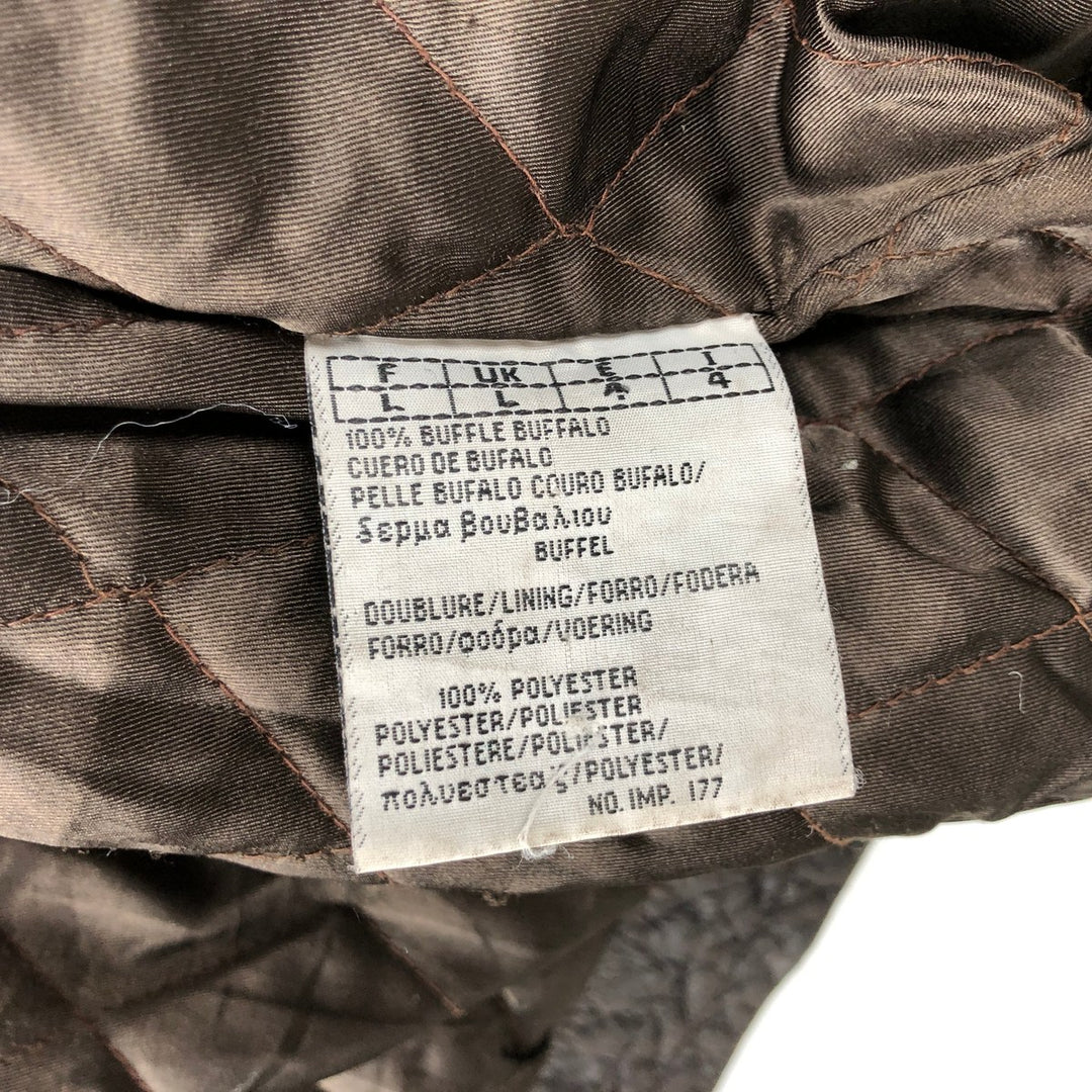 SKIPPER Padded Leather Firefighter Jacket, Men's Size L genuine leather brown type Vintage Second Hand