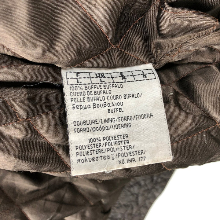 SKIPPER Padded Leather Firefighter Jacket, Men's Size L genuine leather brown type Vintage Second Hand