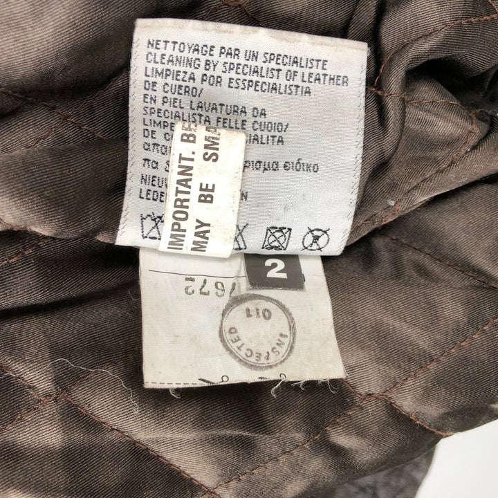 SKIPPER Padded Leather Firefighter Jacket, Men's Size L genuine leather brown type Vintage Second Hand